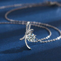 S925 Sterling Silver 1ct D Color Moissanite Bow Pendant Necklace-0-0
