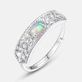 wholesale S925 Sterling Silver Cross-Border TikTok Live Stream Source Fashionable and Versatile Synthetic Opal Ring Niche Design Wholesale-0-1