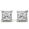 Sterling Silver Square Moissanite Stud Earrings for Women-0-8