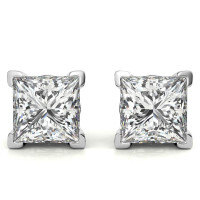 Sterling Silver Square Moissanite Stud Earrings for Women-Style F [Clearance Sale - Free Shipping] White Gold  925 Silver