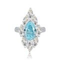 wholesale 925 Silver Zhuo Zhifan Jewelry New 4ct Pear Drop 8*12 Aquamarine High-Carbon Diamond Ring-0-4