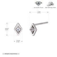 wholesale S925 Sterling Silver Cz Rhombic Stud Earrings For Women-925 silver platinum plated 925 silver