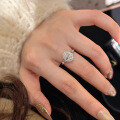 S925 Sterling Silver Crown Oval Moissanite Women's Two-Carat Ring with Adjustable Band-0-1