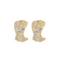 wholesale 925 Sterling Silver Gold-Tone Full Diamond Earrings, Light Luxury Niche Elegant Advanced Micro-Inlaid Zircon Ear Studs Cross-Border Ear Accessories-0-4