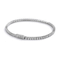 Sterling Silver Full-Diamond Color Zircon Bracelet for Women-2mm concealed clasp white zircon bracelet  14cm