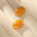wholesale 925 Silver Plated 24K Gold Natural Amber Beiyun Spacer Bead Accessory Bracelet Through-Hole Court Silver Jewelry DIY Fittings Antique Play-0-1