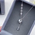 wholesale Silver S999 Maker's Lucky Words Chubby Blessing Necklace for Women, Luxe Minimalist Chinese Style Pouch Delicate Collarbone Chain-0-2