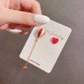 wholesale S925 Sterling Silver Maker Asymmetric Long Hot Air Balloon Earrings Fashion Fairy-like Personality Heart Stud Earrings for Girls-0-6