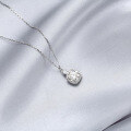 wholesale 925 Sterling Silver 2-Carat Moissanite Necklace for Women, Small and Exquisite Luxury Pendant Collarbone Chain, Mother's Day Gift for Mom-0-1