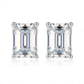 wholesale 925 silver new jewelry 1ct VVS1 colored moissanite emerald cut earrings cross-border bestseller-0-11