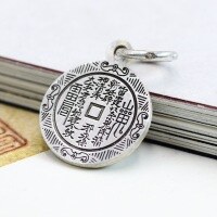 wholesale 925 Sterling Silver Chinese Style Shan Ghost Coin Phone DIY Artistic Retro Pendant Bagua Buckle Braided Red Cord Accessory-A mountain ghost pendant