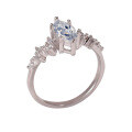 925 Sterling Silver Marquee Cut Moissanite Solitaire Ring-0-3