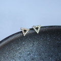 wholesale 9K Gold (AU375) Korean K Gold Earrings Wholesale Department, Zirconia Diamond Minimalist Triangle-0-0