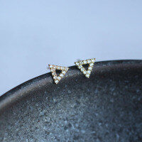 wholesale 9K Gold (AU375) Korean K Gold Earrings Wholesale Department, Zirconia Diamond Minimalist Triangle-9K earrings for one price