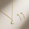 wholesale 18k Gold Plated S925 Sterling Silver Opal Teardrop Necklace With Matching Earrings And Tassel Pendant-0-2