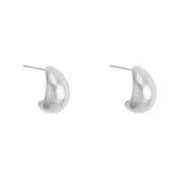 wholesale S925 Sterling Silver Smooth Bean Stud Earrings Fashion Minimalist Niche Design High-end Aesthetic Cold Tone Earrings-Platinum>925 silver