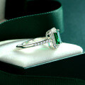 wholesale S925 Sterling Silver New 15ct Cultivated Emerald 6*8 Ring for Women Vintage and Versatile-0-2