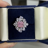 wholesale S925 Sterling Silver Cross-Border Hit Pink Sakura Ice-Cut Diamond Ring for Women Banquet Direct from Manufacturer-Yellow Diamond-CBJZ293 5