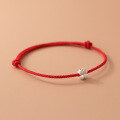 wholesale S925 Silver Korean Version Minimalist Four-Leaf Clover Red String Bracelet, Summer Fresh and Simple Hand Accessory S5186-0-2