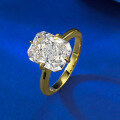wholesale S925 Silver Gold-Plated New Imported High-Carbon Diamond Ring 8*10 White Ice Flower Cut for Cross-Border-0-1