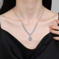 wholesale S925 Sterling Silver Cross-Border Flower Full Diamond Teardrop Moissanite Necklace Sunflower Luxury Elegant Flash Collarbone Chain-0-3