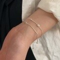 wholesale S925 Sterling Silver Chí Héng Small Sugar Cube Double Layer Bracelet for Women, Korean Stall Merchandise, Simple and Luxurious, Versatile Hand Jewelry-0-1