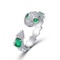 wholesale S925 Silver Plated Cross-Border New Stylish Spiritual Snake Cultivated Gemstone Set with Cultivated Emerald Snake Necklace and Ring for Women-0-5