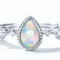 wholesale S925 Silver Japanese and Korean New Light Luxury Style Women's Ring with Synthetic Opal Inlaid, Designed Adjustable Opening Ring for Wholesale-0-3
