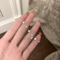 wholesale 925 Sterling Silver Glittering Zircon Star Bracelet for Women, Ins Niche Design, Exquisite High-End Sparkling Star Hand Accessory-Platinum 925 silver