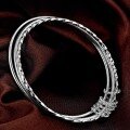 wholesale 999 Pure Silver Three Lives Three Times Silver Bracelet for Women, Minimalist Solid Circle Design, Young Style Solid Silver Bangle Gift for Girlfriend-0-5