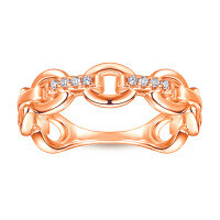 wholesale 925 Sterling Silver Rose Gold Plated Hollow Chain Minimalist Ring for Cross-Border E-Commerce in Europe and America, Niche Designer Silver Ring-Rose Gold US Size 7#