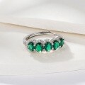 wholesale S925 Sterling Silver Wholesale Elegant and Luxurious Synthetic Emerald Ring for Women, Simple and Stylish Stackable Ring-0-4