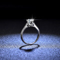 Silver Moissanite Ring, 1 Carat Classic Six-Prong Setting, Hot-Selling for Live Stream-0-0