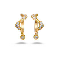 wholesale Sterling silver gold-plated geometric line mini earrings, women's fashion light luxury jewelry, ready stock wholesale-European and American Fashion Zircon Earrings>925 Silver