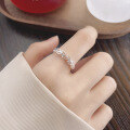 wholesale S925 Sterling Silver Korean Japanese Style Fresh and Sweet Floral Hollow-Out Leaf Design Open Adjustable Ring-0-3