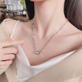 wholesale S925 Sterling Silver Asymmetrical Chain Necklace with Cylinder Letter C Charm, in Instagram Influencer Style-0-1