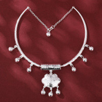 wholesale 999 Pure Silver Baifu Longevity Lock Necklace, Baby Necklace, Children's Silver Lock, Peace Lock, Infant Full Moon and First Birthday Gift-Baifu silver necklace about 25.5g 00707 999 silver