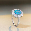 wholesale 925 Silver New Aquamarine Full Diamond Ring High-End Sense Ins Cross-Border E-Commerce TikTok Live Broadcast Hit-0-1