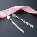 wholesale S925 Sterling Silver Korean Style New Small Fresh Women's Earrings Rhombus Long Tassel Viral Ear Wholesale-0-1