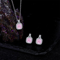 S925 Silver Bling Crystal Women's Earrings and Necklace Set-S925 Sterling Silver + High Carbon Diamonds  925 Silver