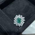 Metal Alloy Sparkling Emerald Necklace Earrings Ring Jewelry Set-0-0