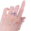 wholesale S925 Silver New 8*10 Lavender Purple Zircon Bamboo Ring, Minimalist European Style Ring Band-0-4