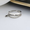 wholesale S925 Sterling Silver English Letter Tassel Star Ring, Ins Korean Japanese Style Minimalist Delicate Versatile-0-1