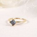 wholesale S925 Sterling Silver Gold-Plated Lab-Grown Color-Changing Sapphire Cross-Border Square Sapphire Ring-0-2