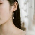 wholesale S925 Sterling Silver Japanese-style Light Luxury Leaf Earrings, Versatile Dangling Ear Thread, Long Trendy Women's Ear Accessories-0-4