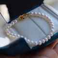 wholesale Metal material first, classic natural freshwater pearl bracelet 5A near-round Australian white pearl jewelry live supply-0-1
