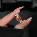 wholesale 925 Silver Gold-Plated 7*9mm Oval Sunset Orange Ring, Fashionable OL Style, Supports Drop Shipping-0-1