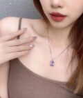 wholesale S925 silver teardrop zirconia necklace, small batch original gradient pendant collarbone chain, sweet and edgy trendy babe-0-3