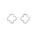 wholesale S925 Sterling Silver Hollowed-out Four-leaf Clover Jewelry Set, Small and Exquisite European and American Style, High-end Earrings-0-4