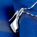 wholesale S925 Sterling Silver European and American Trendy Fashion Collarbone Necklace Jewelry with Light Luxury Diamond Zircon High Heel Pendant for Women-0-4